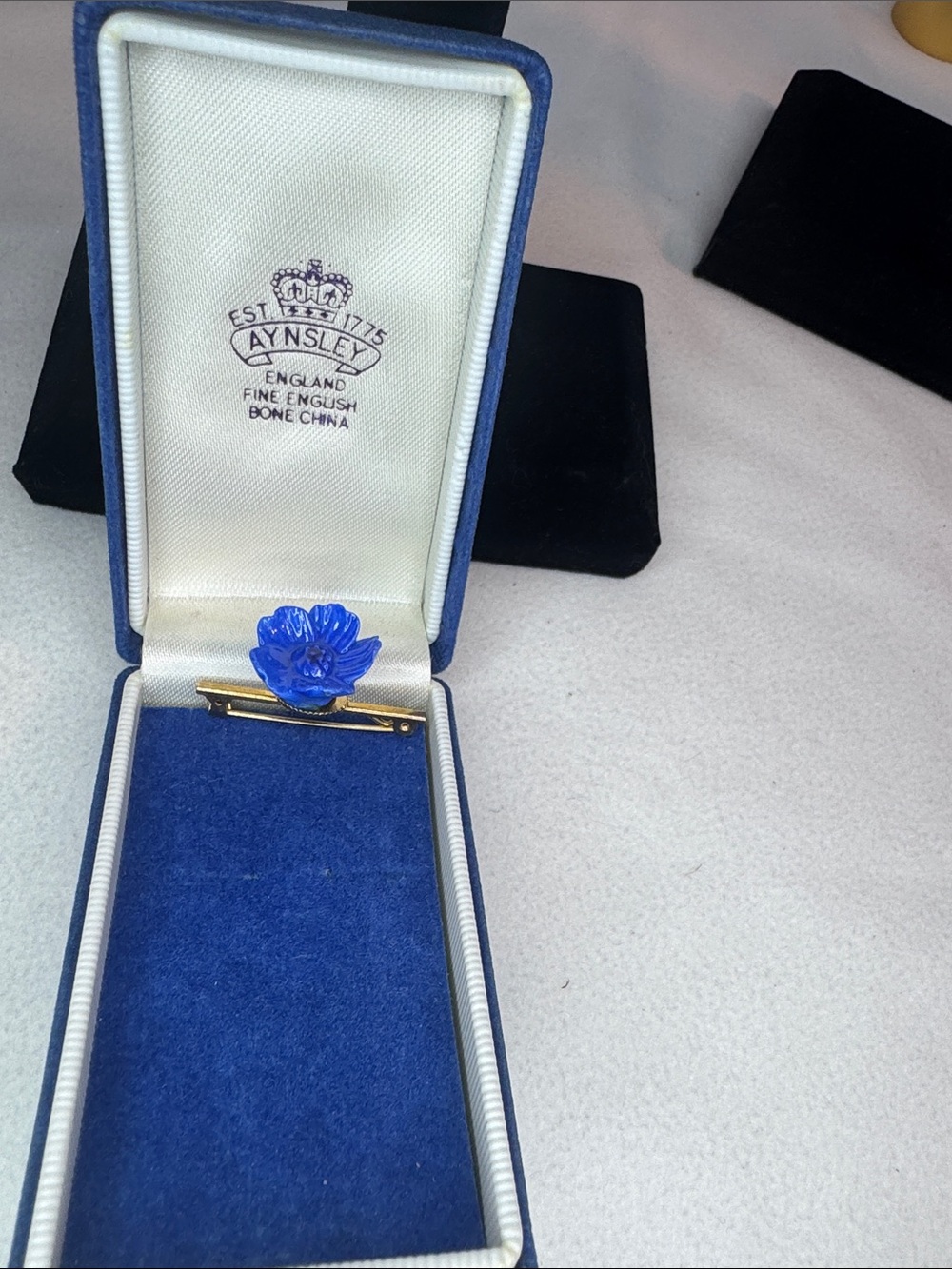 Aynsley Royal Blue Flower Bone China Brooch